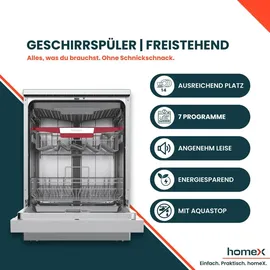 Homex DWFS601444C-S Geschirrspüler (freistehend, 598 mm, Silber)