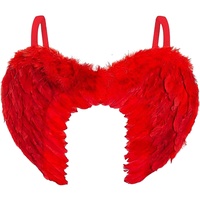 Engelsflügel Rot – Engel Kostüm Damen – Rote Federflügel als Teufelsflügel für Faschingskostüme – Teufel Kostüm – Flügel Erwachsene – Halloween Party, Karneval, Fasching