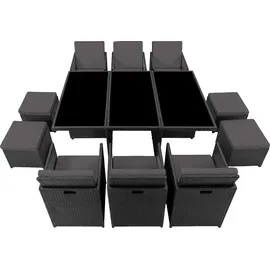 Tectake Rattan Sitzgruppe New York 10-tlg. Schwarz