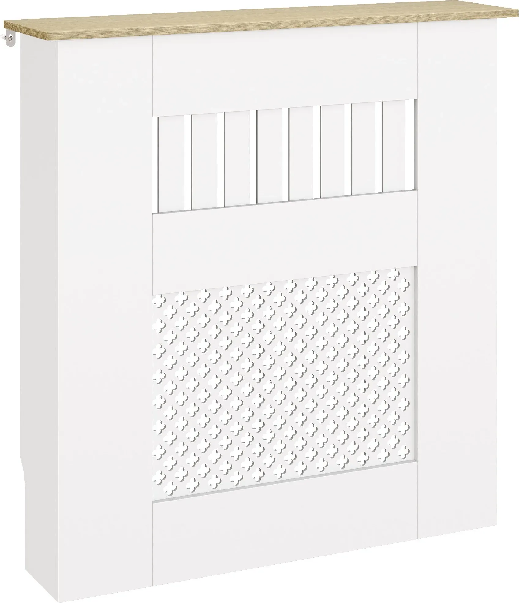 HOMCOM Heizkörperabdeckung, Heizkörperverkleidung aus MDF, 78x19x81 cm, Abdeckung für Heizkörper, Modernes Lamellen- und Wabendesign, für Wohnzimmer, Schlafzimmer, Weiß   Aosom
