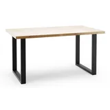 Feldmann-Wohnen Esstisch Pablo (mit 2 Erweiterungsstücken und Metallgestell, 1-St., moderne Optik, Tischplatte rechteckig, ausziehbar), 120/220x80cm ausziehbar Bianco Marmor weiß