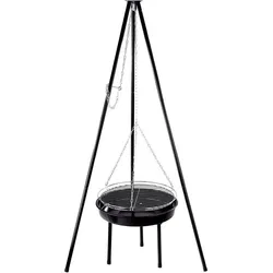 OUTDOOR Holzkohlegrill | leicht zu transportieren | HxB: 150x51cm | aus rostfreier Stahl | Grillfläche Ø 51 cm | Hängegrill