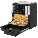 Heißluftfritteuse 12L LED Touchscreen 1800W 10in1 Fritteuse 360° Heißluftzirkulationssystem Antihaftkorb Mini Backofen mit weniger Öl für Fami... - Silber/Schwarz