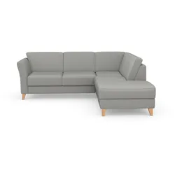 Ecksofa SIT & MORE "Visby L-Form", silber, B:248cm H:87cm T:213cm, Sofas, Wahlweise mit Bettfunktion und Stauraum, frei im Raum stellbar