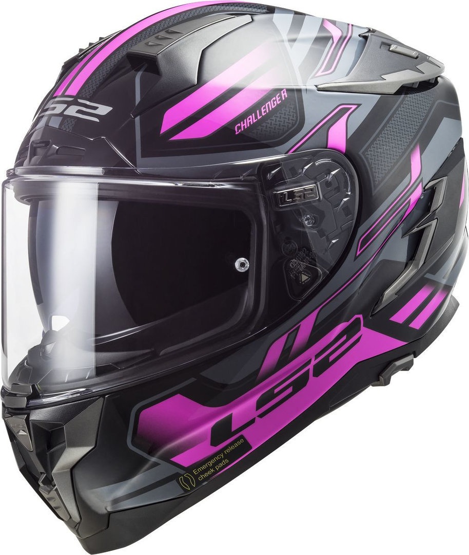 LS2 FF327 Challenger Spin Helm, zwart-pink, L Voorman