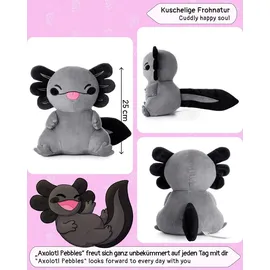 corimori Axolotl Plüschtier Schwarz, grau 25cm | Pebbles der Melanoid Axolotl | Süßes Kuscheltier