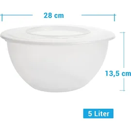 Centi 3er Set Schüssel mit Deckel 5l, 28cm Durchmesser Transparent