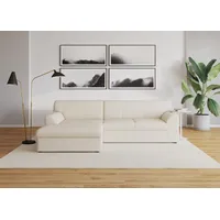 Ecksofa DOMO COLLECTION "Topper, elegant und zeitlos, kompaktes Stellmaß 245/155cm, L-Form", beige (creme), B:245cm T:155cm, Sofas, mit Recamiere, wahlweise mit Schlaffunktion