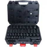 CCLIFE 40tlg 1/2 Zoll Schlagschrauber-Stecknuss-Satz, Cr-Mo-Stahl, lange & kurze Nüsse 10–32 mm, inkl. Verlängerung (125 mm) + Kardangelenk, robustes Koffer-Set für Auto & Werkstatt