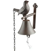 Esschert Design Türglocke Vogel mit Zugkette Antikbraun - Gusseisen