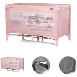 Chipolino Reisebett Ariel, 2 Ebenen, Tragetasche, Seiteneingang, Seitentasche weiß rosa