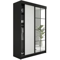 Kier furniture Schiebetürenschrank, Schwarz, Weiß, Holzwerkstoff, 138x205x59 cm, Schlafzimmer