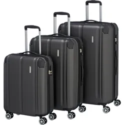 Trolleyset TRAVELITE "CITY, marine", grau (anthrazit), ABS, unifarben, Koffer-Sets, Kofferset Reisegepäck Reisekoffer TSA Schloss