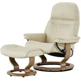 Stressless Relaxsessel mit Hocker Leder 88 x 103 x 78 cm creme