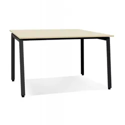 Besprechungstisch Holz Metall | Konferenztisch Quadratisch für Teamarbeit | Bürotisch mit Pulverbeschichtung | Modern Beige Schwarz | Kadima Design