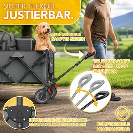 TRESKO Bollerwagen faltbar 215L mit Bremse silber