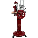 Berkel Aufschnittmaschine Volano B2 Rot - Wunderschöne Schwungradmaschine mit Standfuß + 100% handgefertigtem Einlege Holzbrett Unikat