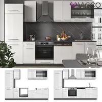Vicco Küchenzeile Fame-Line 300 cm Weiß Hochglanz