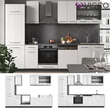 Vicco Küchenzeile Fame-Line 300 cm Weiß Hochglanz