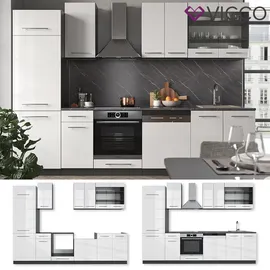 Vicco Küchenzeile Fame-Line 300 cm Weiß Hochglanz