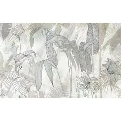 Fototapete KOMAR "Digitaldruck Vlies - Linierte Lilien - Größe 400 x 250 cm", bunt, B:4m H:2,5m L:0,01m, Vlies, Tapeten, Wohnzimmer, Schlafzimmer