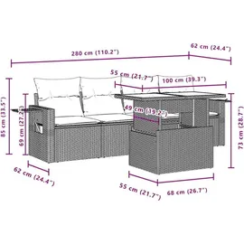 vidaXL Gartensofa-Set 5-tlg. grau