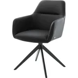 DeLife Drehstuhl Pejo-Flex Echt-Leder Schwarz Kreuzgestell breit Schwarz 360° drehbar Wippfunktion Taschenfederkern