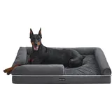 Songmics Feandrea Orthopädisches Hundebett, Hundekissen, Hundekorb, weiche Polsterung, Hundesofa, erhöhte Ränder, Bezug abnehmbar und waschbar, 120 x 85 x 20 cm, rutschfeste Unterseite, dunkelgrau PGW078G01