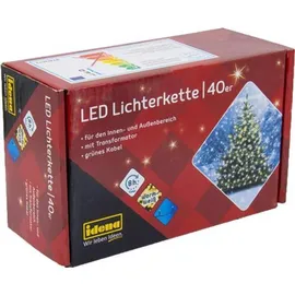 IDENA Lichterkette 40 LED mit in warmweiß, 8 Stunden Timer Funktion und Transformator, ca. 11,9 m