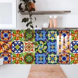 Fliesenaufkleber Grün Blau Orange Mosaikfliesen Wasserdicht Klebefliesen Dekorieren Fliesenaufkleber Bad Fliesenaufkleber Küche Schrank Möbel Fliesenfolie 10 Stück/15x15cm