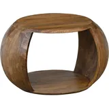 FineBuy Couchtisch rund Braun Massivholz 60 x 46 x 36 cm