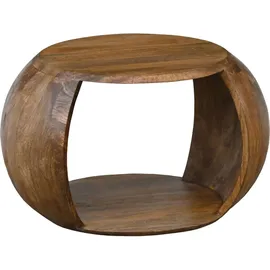 FineBuy Couchtisch rund Braun Massivholz 60 x 46 x 36 cm