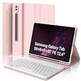 Tastatur Samsung Galaxy Tab S9 Plus mit Hülle für S8+/S7+/S7FE 12,4 Zoll, Schutzhülle Samsung Galaxy Tab S9 Plus mit Tablet-Tastatur, Bluetooth-Tastatur, italienisches magnetisches Layout, abnehmbar,