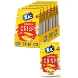 TUC Crisp Paprika 6 x 100g I Salzgebäck Großpackung I Kross gebackene Cracker mit Paprika-Geschmack I Extra dünn und knusprig