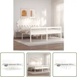 The Living Store Seniorenbett Mit Kopfteil Weiß Super Kingsize Massivholz - Seniorenbett - Doppelbett - Massivholzbette - Kiefernbett - Weißes Bett