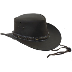 Westernlifestyle Cowboyhut Lederhut Westernhut mit Kinnband schwarz, braun oder hellbraun braun