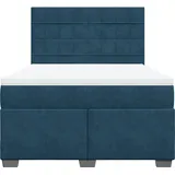 vidaXL Boxspringbett mit Matratze Blau 140x200 cm Samt