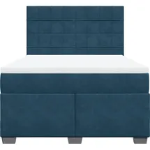 vidaXL Boxspringbett mit Matratze Blau 140x200 cm Samt