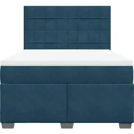 vidaXL Boxspringbett mit Matratze Blau 140x200 cm Samt