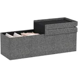 Homcom Sitzbank mit Stauraum, faltbar Polsterbank mit separaten Behältern, Bettbank mit Leinenoptik, Sitztruhe für Flur Schlafzimmer Wohnzimmer, 110 x 38 x 38 cm Esszimmer, Bänke, Sitzbänke