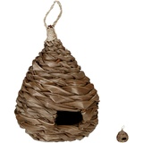 Relaxdays Vogelnest, dekorativer Nistkasten, hängend, Kokosfaser, geflochten, Garten, Balkon, Nest HxD 38 x 21 cm, Natur, B,