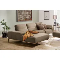 W.SCHILLIG Ecksofa run, Designsofa mit tollem Sitzkomfort, bequem, L-Form, mit Holzsockel, Füße in Bronze pulverbeschichtet, Breite 319 cm braun