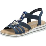 Rieker Damen Pantoletten V0649, Frauen Slipper,schluepfschuhe,Slip-ons,Backless Slipper,Mules,Gartenschuhe,Sommerschuhe,blau (14),42 EU | Gr.: 42