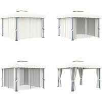 vidaXL Pavillon mit Vorhang 3x3 m Cremeweiß Aluminium - Pavillon - Pavillons - Gartenpavillon - Gartenpavillons