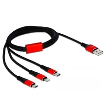 DeLock USB Ladekabel 3 in 1 Typ-A zu LightningTM / Micro USB / USB Type-CTM 1 m