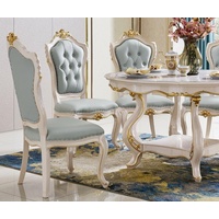 JVmoebel Stuhl, Chesterfield Sessel Luxus Designer Esszimmer Stühle Polster Barock blau|weiß