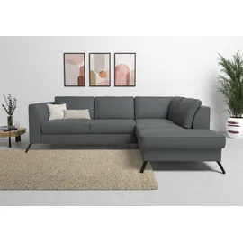 sit&more Ecksofa »Olsen L-Form« inklusive Sitztiefenverstellung, wahlweise mit Bettfunktion, 15cm hoch grau