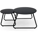 LuxusKollektion Gartentisch Outdoor Couchtisch Set von 2, wetterfester Stahl, Runde