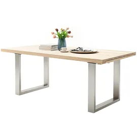 MCA Furniture MCA Esstisch Dayton Eiche Bianco massiv geölt), - ausziehbar - edelstahl 180/280 100cm