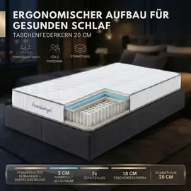 Arensberger 7-Zonen Taschenfederkernmatratze JANA 160 x 200 cm H2 | H3